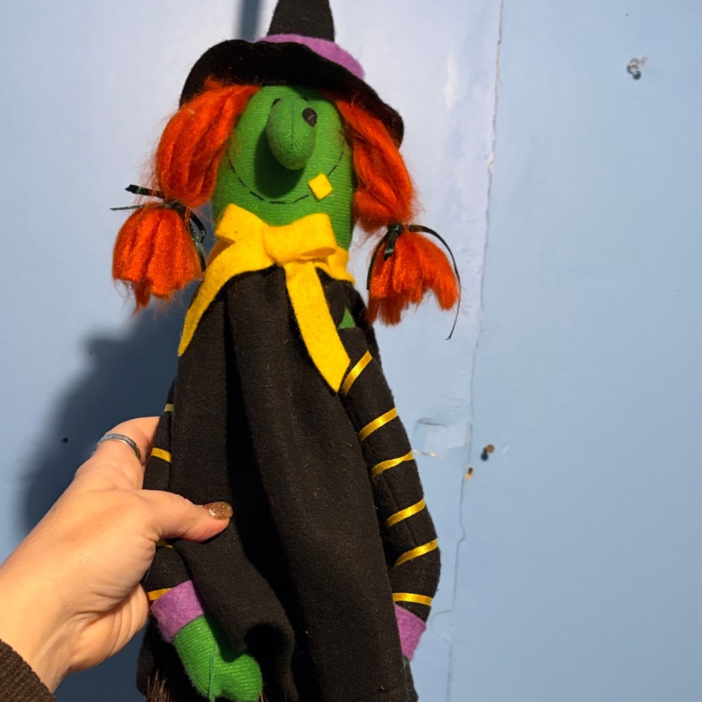 Vintage Colorful Witch Broom with Hat